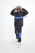 Load image into Gallery viewer, Unisex Tech Bandi Nylon Road Runner Sweatsuit (Black/Blue)
